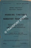 Working Timetable of Mandatory Train Services - Section WG and WH - South Western Division Main Lines and Branches; Suburban Lines and Branches, Sundays 20 April 1976 to 1 May 1977 (reissued 10 October 1976) by British Railways Southern Region